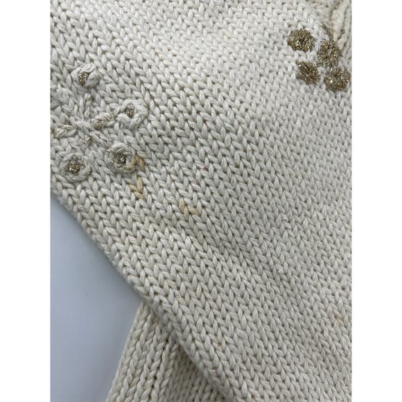 Vintage Casual Corner Sweater Womens Small Cream Ivory Gold Cardigan Christmas - Picture 16 of 16